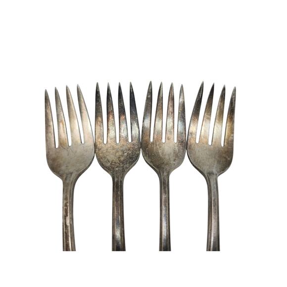 Radiance 1939 Crown Silverplate Salad Forks 6" International Silver Lot of 4 VTG - Picture 4 of 8